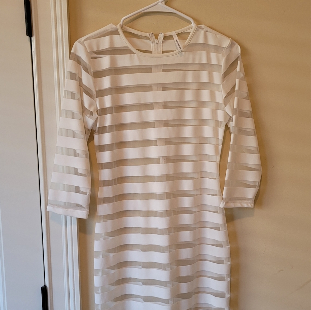 NWOT Goodtime USA White Bodycon Fitted Sheer Dress Size L